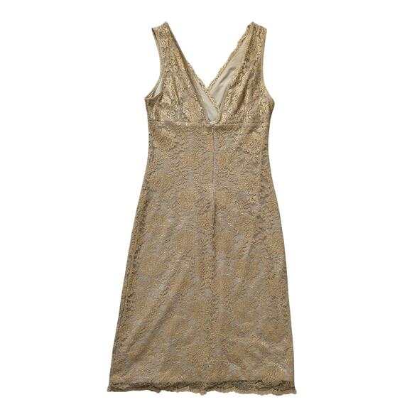 Y2K HotKiss Babydoll Dress Womens M Gold Metallic Lace Vintage Fairy Romantic - Picture 2 of 8